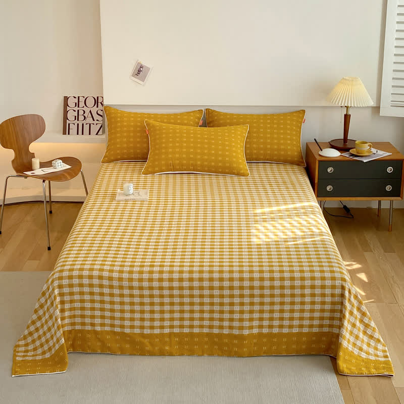 Reversible Cotton Gauze Plaid Coverlet
