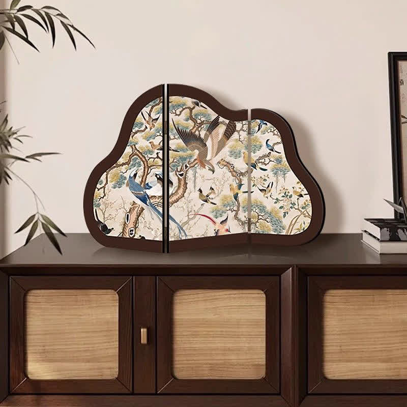 Floral Bird Foldable Screen Desktop Ornament