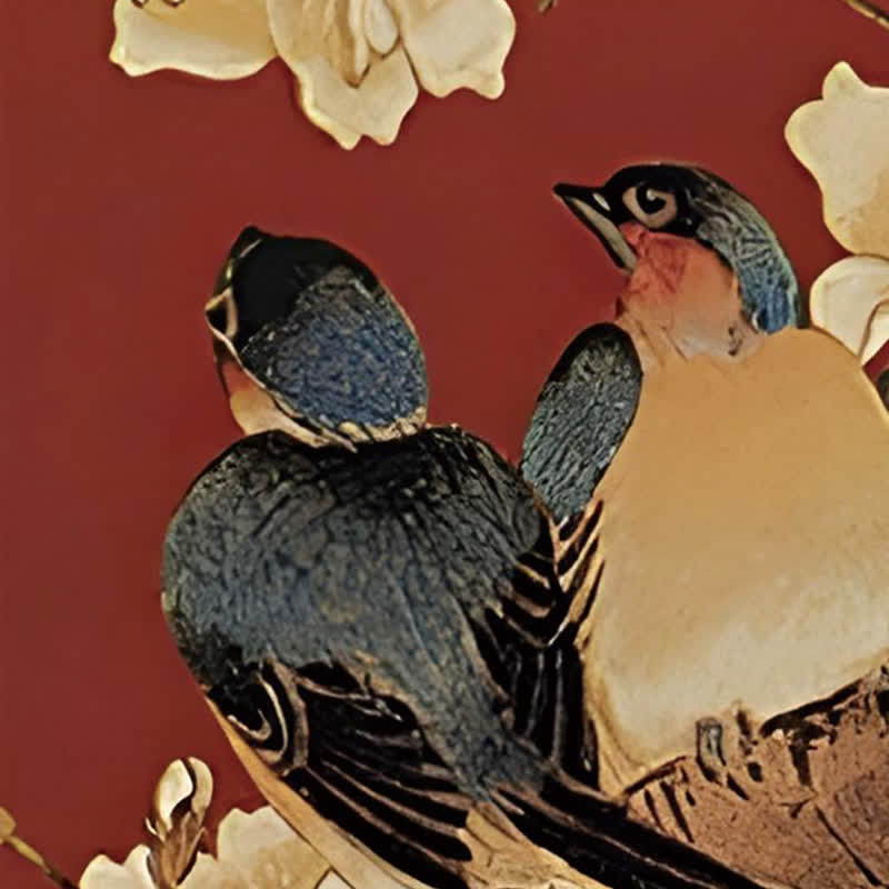 Cloud-shaped Floral Bird Foldable Screen Ornament