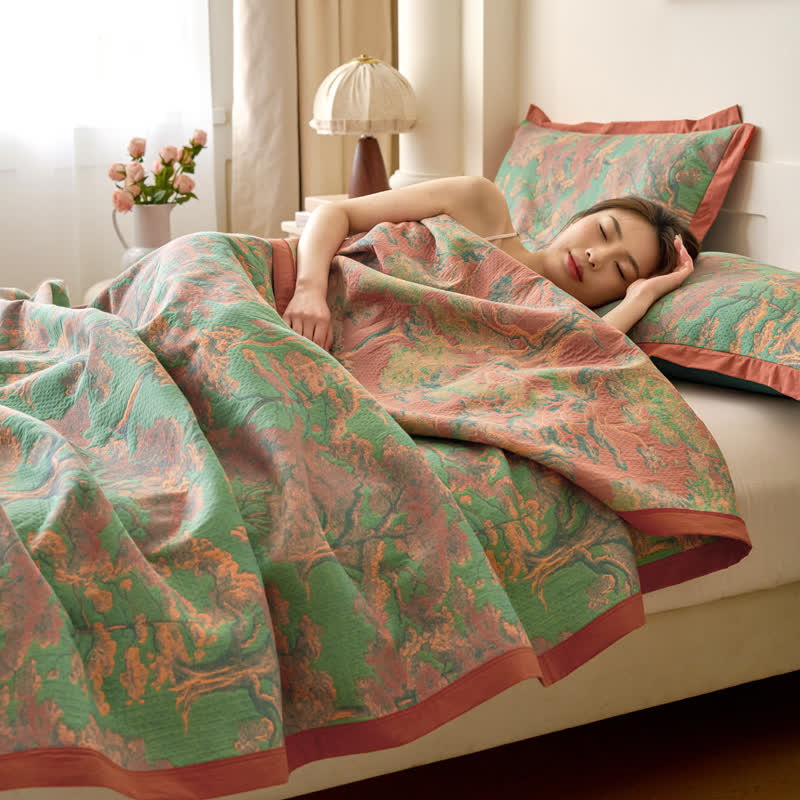Forest Series Cotton Gauze Reversible Quilt