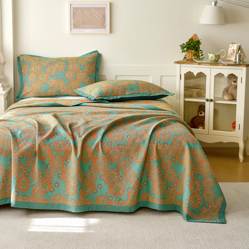 Reversible Yarn-dyed Daisy Cotton Gauze Quilt