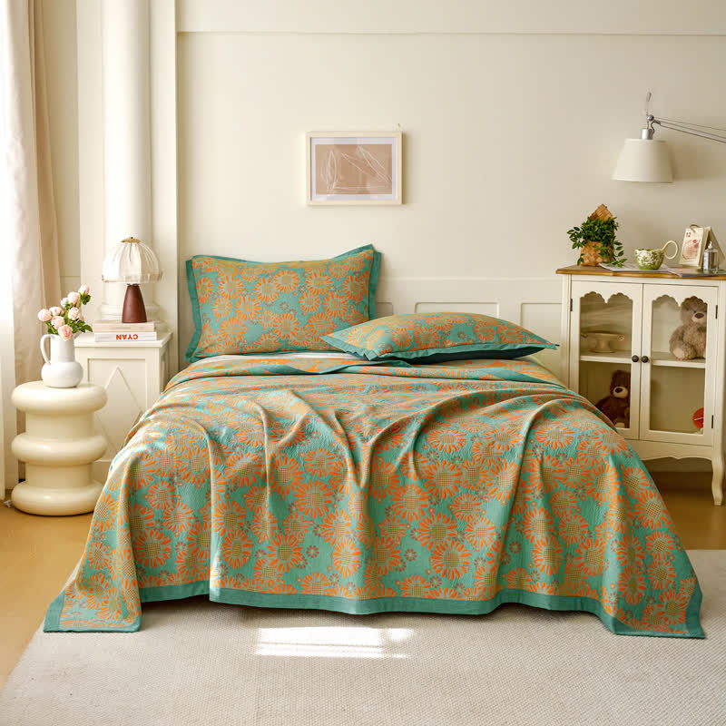 Reversible Yarn-dyed Daisy Cotton Gauze Quilt