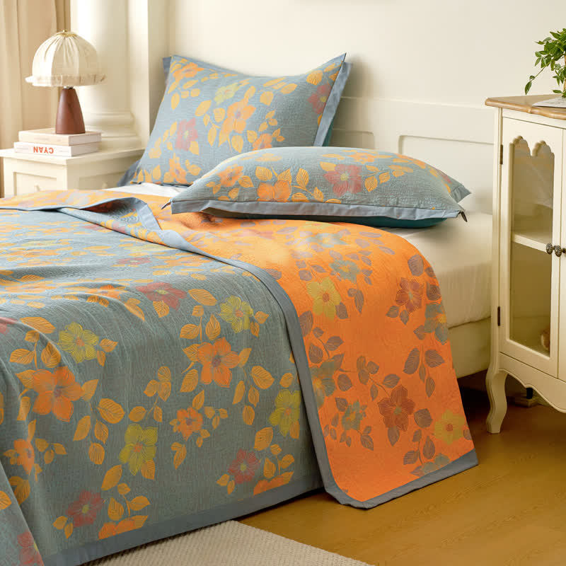 Yarn-dyed Refresh Floral Cotton Gauze Blanket