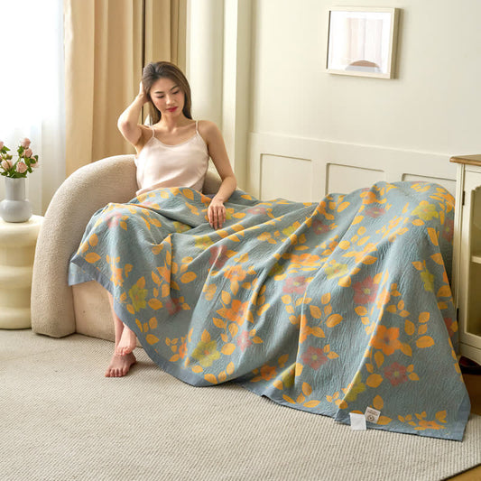 Yarn-dyed Refresh Floral Cotton Gauze Blanket