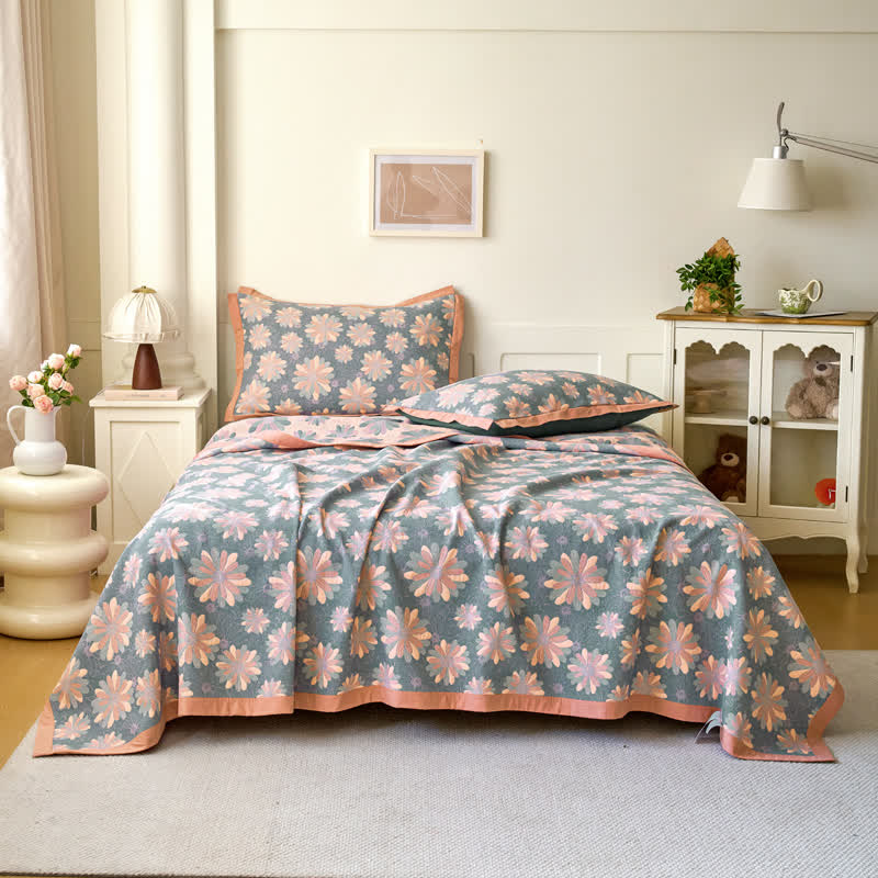 Colorful Daisy Cotton Gauze Jacquard Quilt