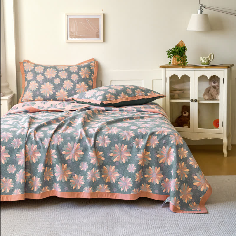 Colorful Daisy Cotton Gauze Jacquard Quilt