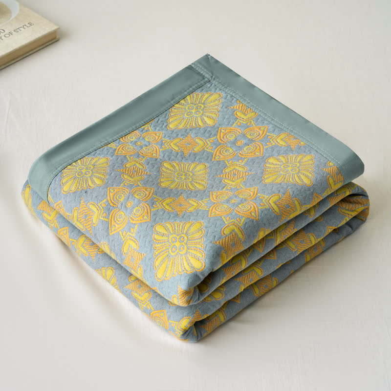 Retro Cotton Gauze Yarn-dyed Jacquard Blanket
