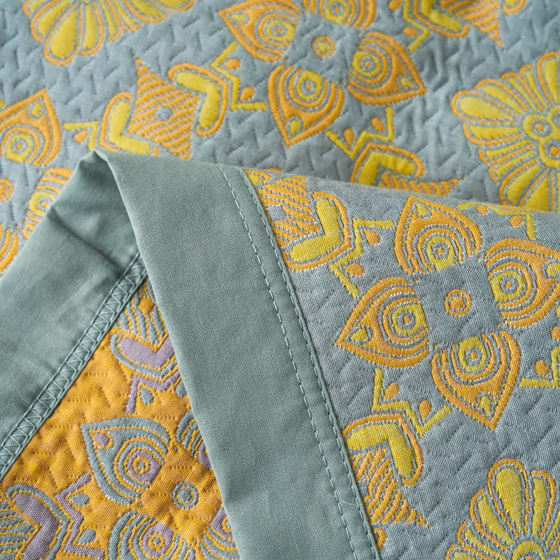 Retro Cotton Gauze Yarn-dyed Jacquard Blanket
