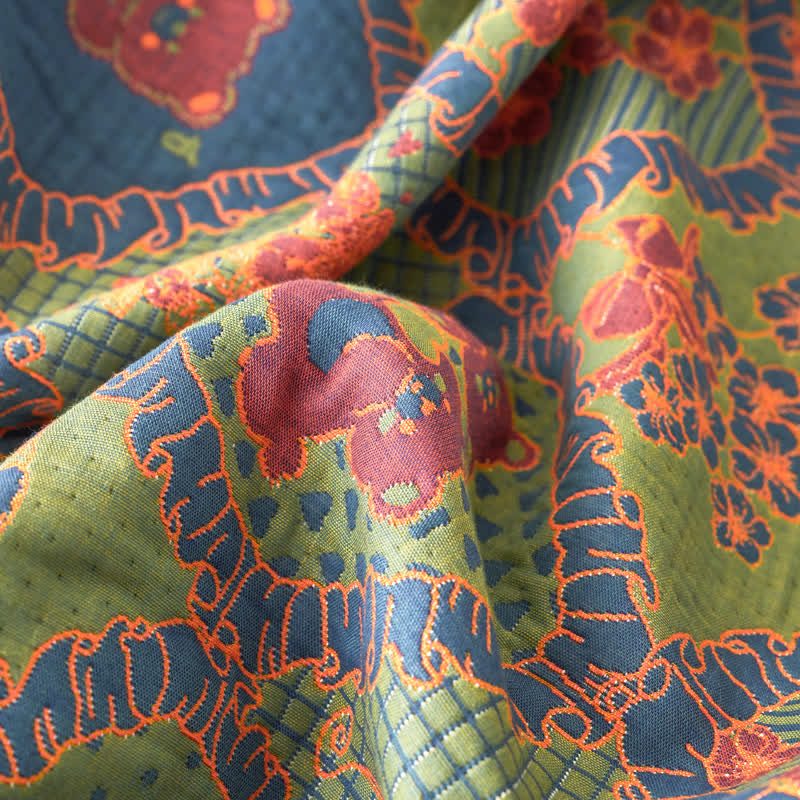 Double Layer Gauze Jacquard Bear Cotton Blanket