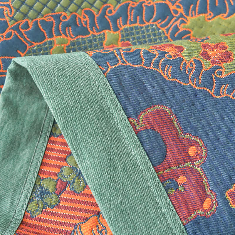 Double Layer Gauze Jacquard Bear Cotton Blanket