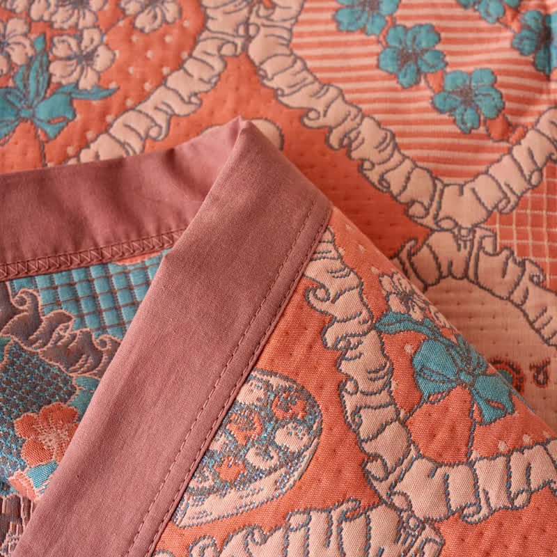 Double Layer Gauze Jacquard Bear Cotton Blanket