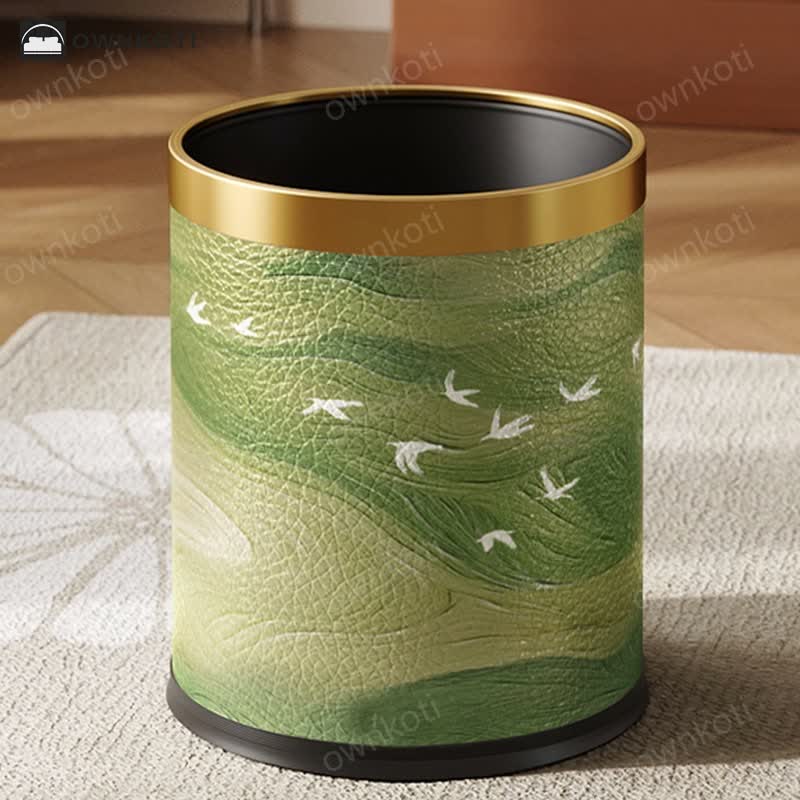 Luxurious Leather Rural Style Durable Trash Bin