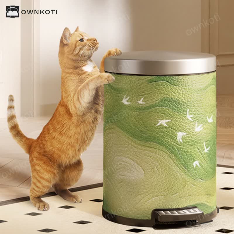 Luxurious Leather Rural Style Durable Trash Bin