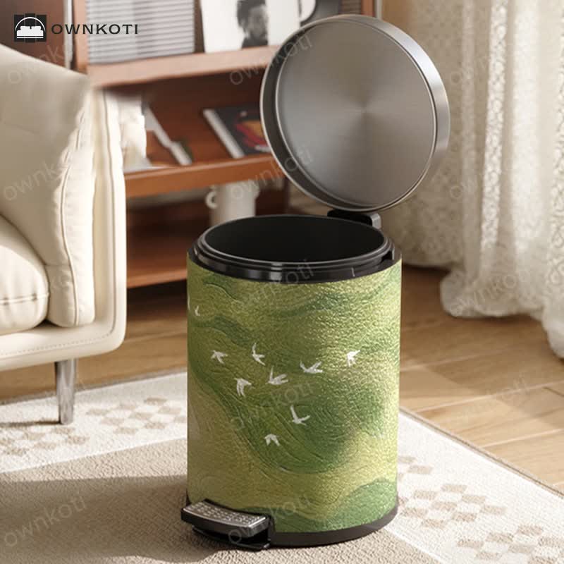 Luxurious Leather Rural Style Durable Trash Bin
