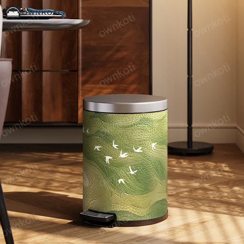 Luxurious Leather Rural Style Durable Trash Bin