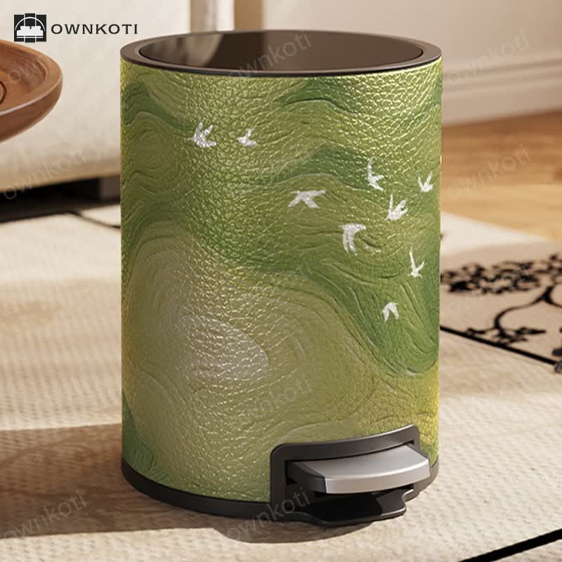 Luxurious Leather Rural Style Durable Trash Bin