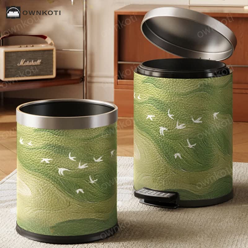 Luxurious Leather Rural Style Durable Trash Bin