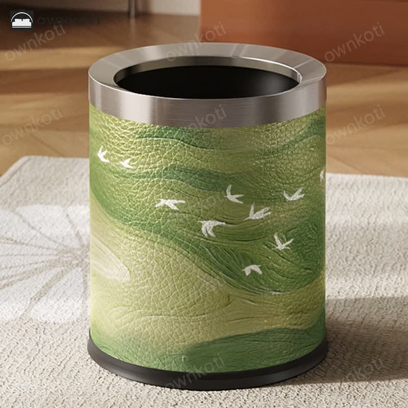 Luxurious Leather Rural Style Durable Trash Bin