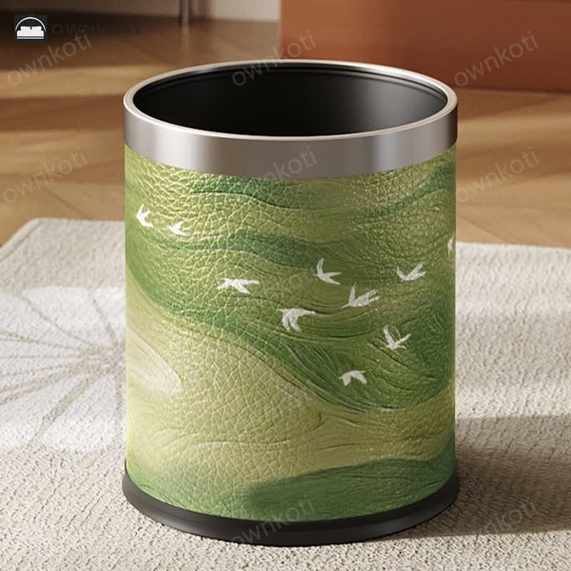 Luxurious Leather Rural Style Durable Trash Bin