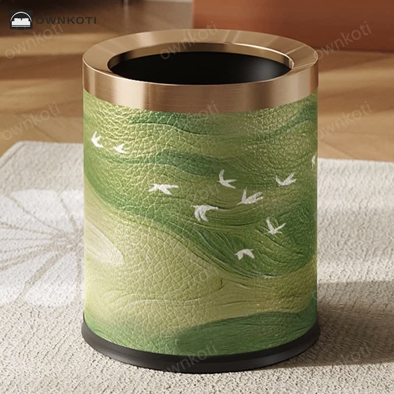Luxurious Leather Rural Style Durable Trash Bin