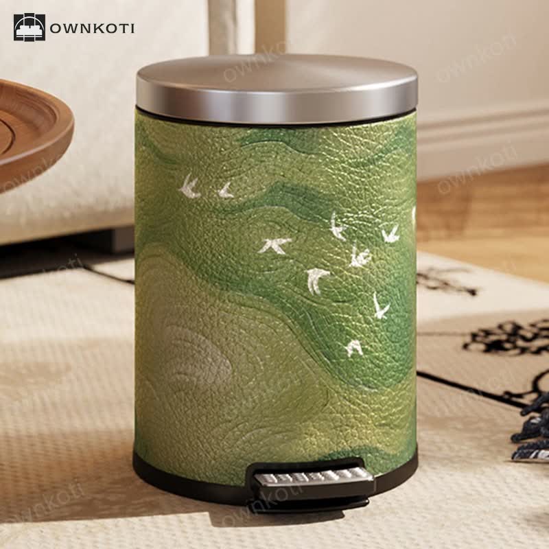 Luxurious Leather Rural Style Durable Trash Bin