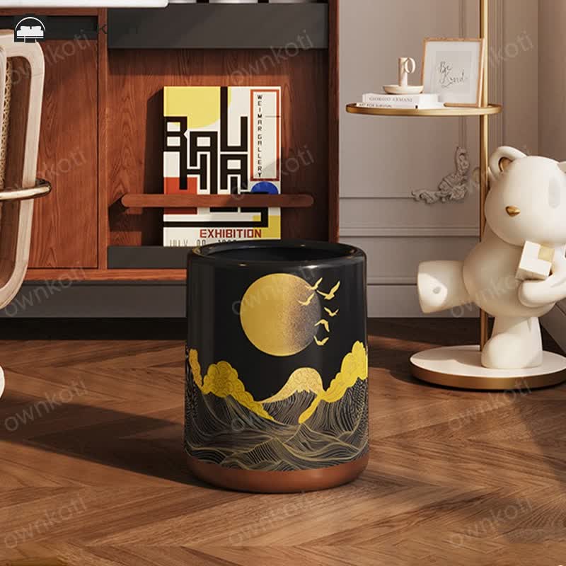 Rising Sun Double Barrel Decorative Trash Bin
