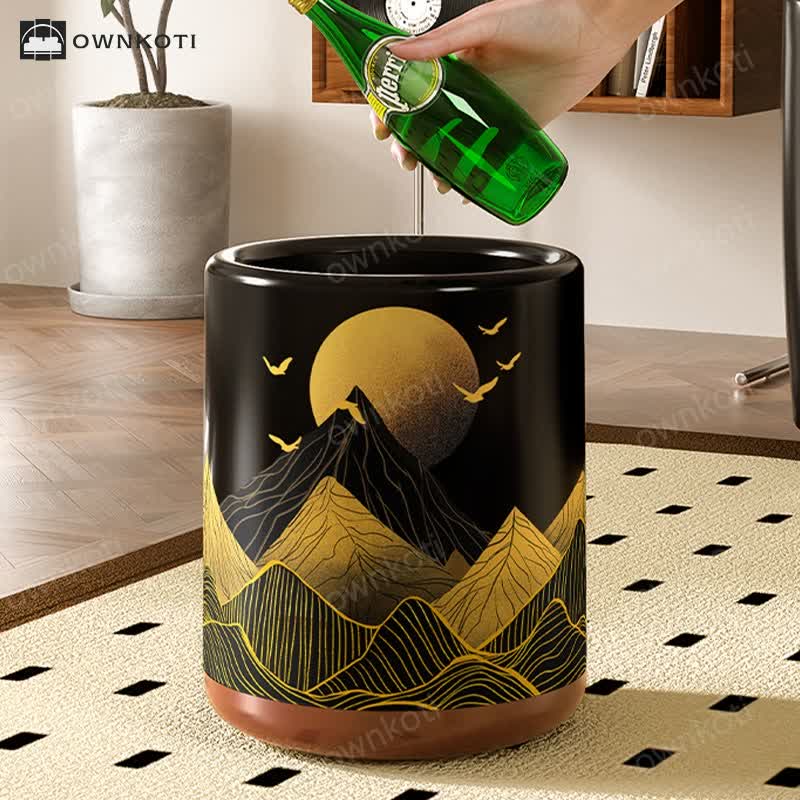 Rising Sun Double Barrel Decorative Trash Bin