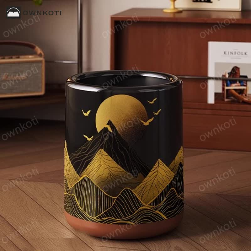 Rising Sun Double Barrel Decorative Trash Bin