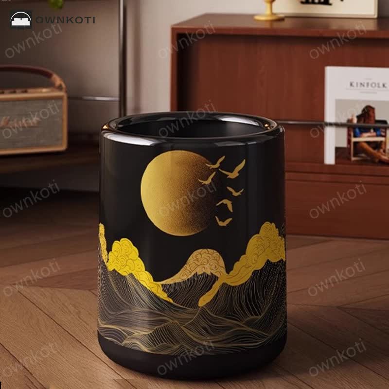 Rising Sun Double Barrel Decorative Trash Bin