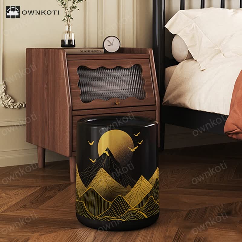 Rising Sun Double Barrel Decorative Trash Bin