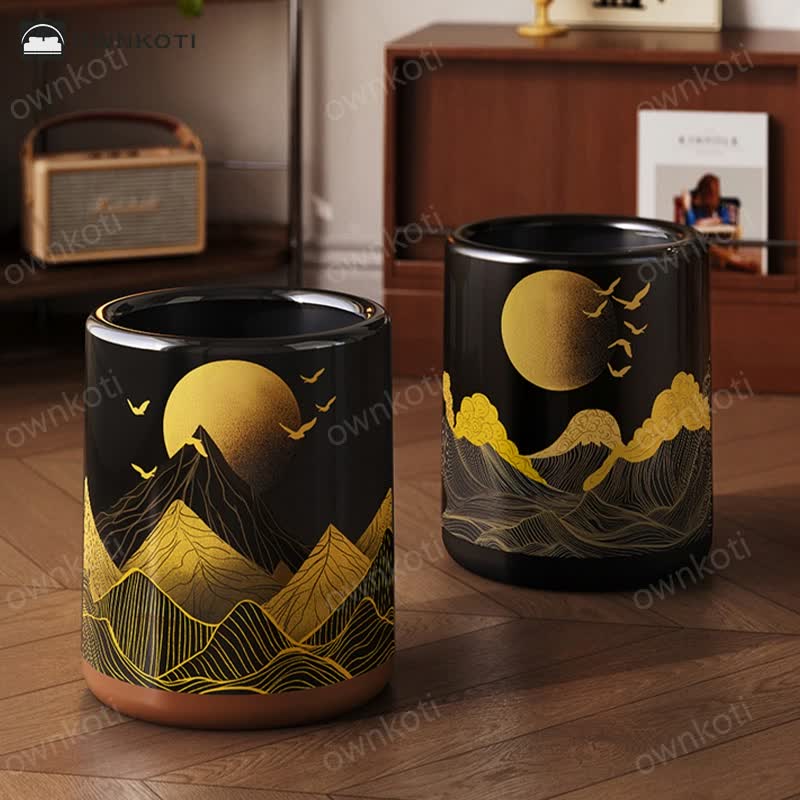 Rising Sun Double Barrel Decorative Trash Bin