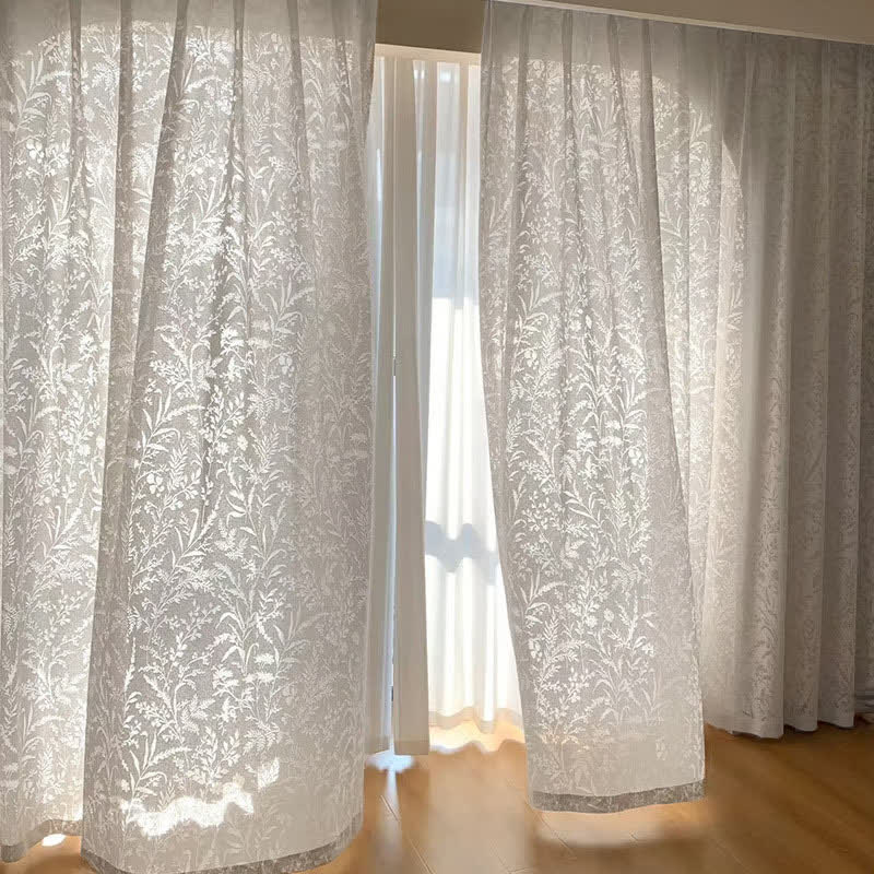 Branches Leaves Hollow Out Sheer Gauze Curtain