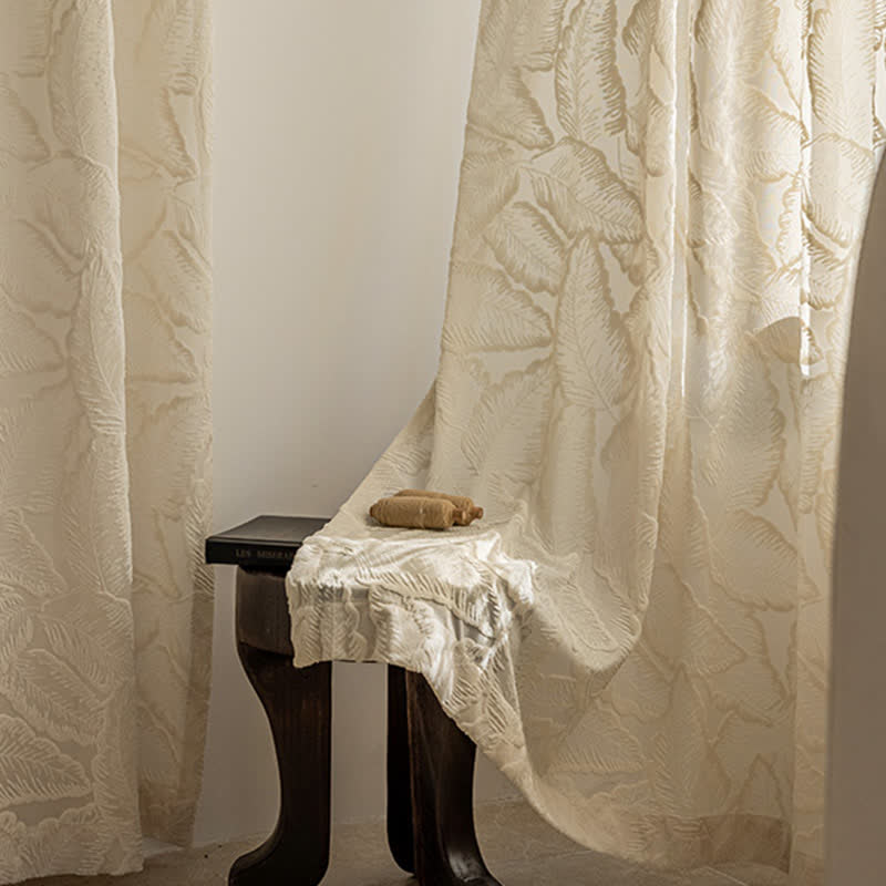 French Vintage Floral Leaf Sheer Gauze Curtain