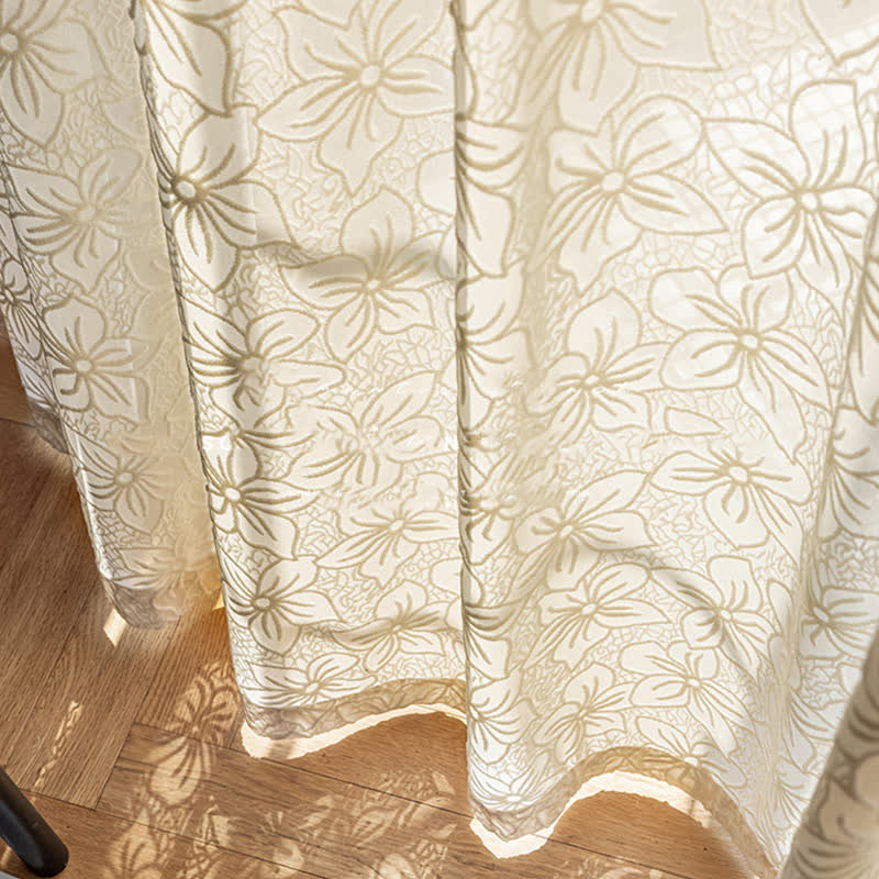French Vintage Floral Leaf Sheer Gauze Curtain