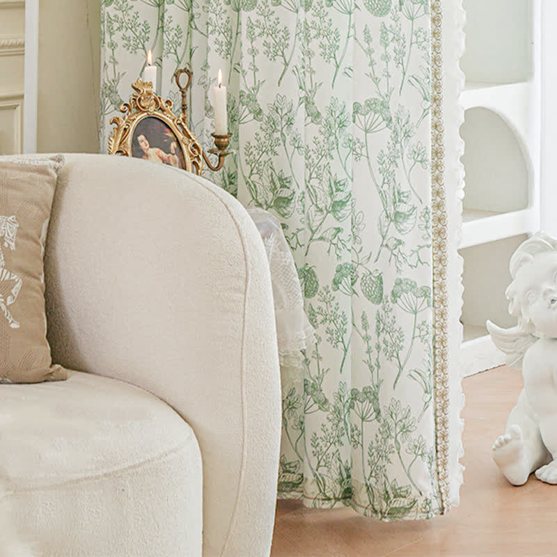 French Rustic Style Pinecone Ruffle Gauze Curtain