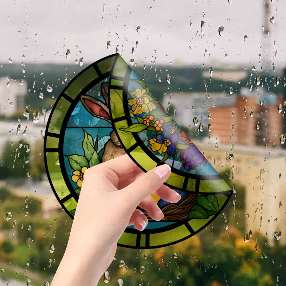 Removable Easter Bunny Stained Static Window Sticker