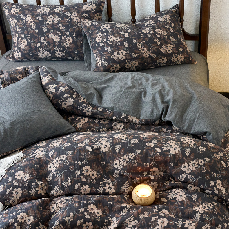 Yarn-dyed Double Layer Gauze Bedding Set (4PCS)