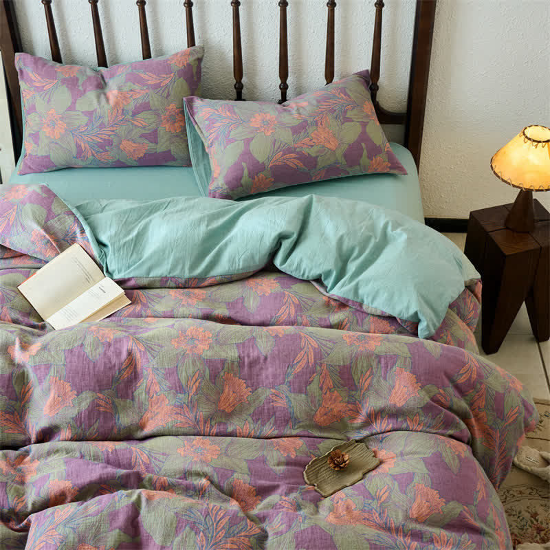 Double Layer Cotton Gauze Flat Sheet Bedding Set (4PCS)