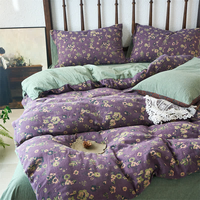 Jacquard Gauze Floral Duvet Cover Bedding Set (4PCS)