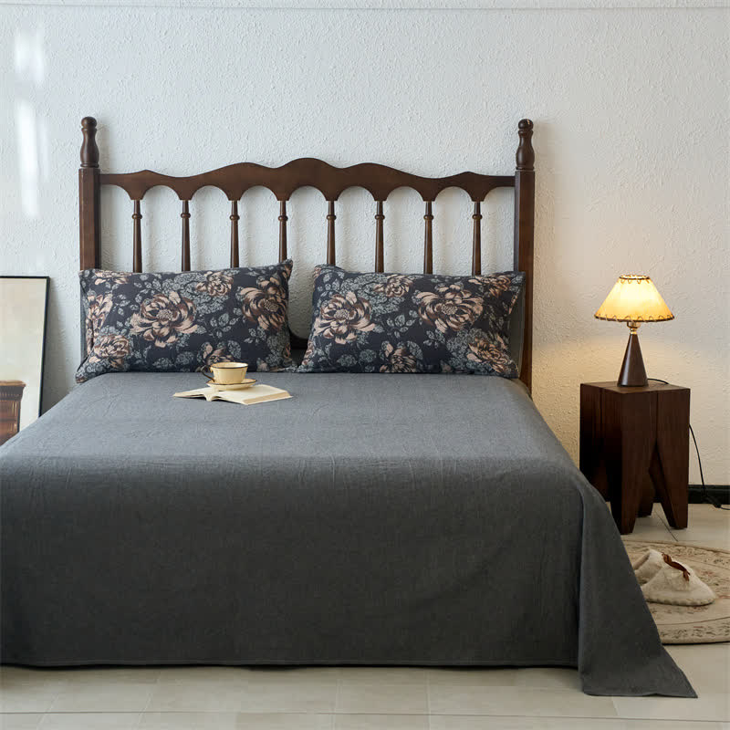 Retro Cotton Gauze Jacquard Floral Bedding Set(4PCS)