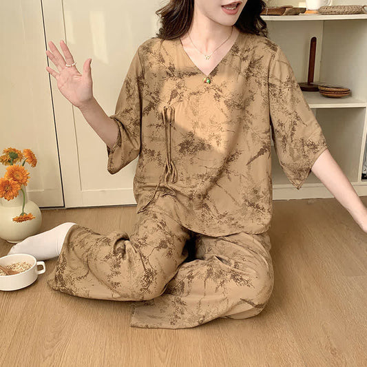 Branch Splash Ink Mid Sleeve Loungewear Set