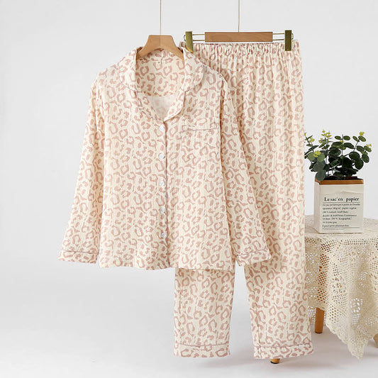 Leopard Print Cotton Gauze Loungewear Set
