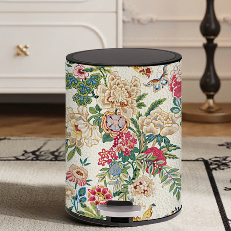 Vintage Floral Double Layer Durable Trash Bin