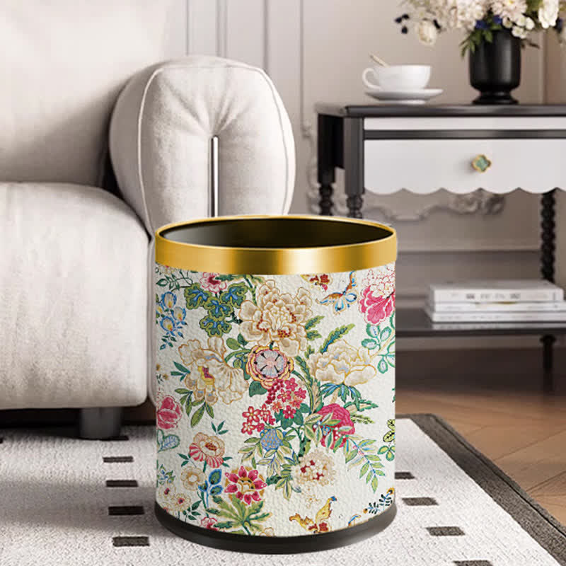 Vintage Floral Double Layer Durable Trash Bin