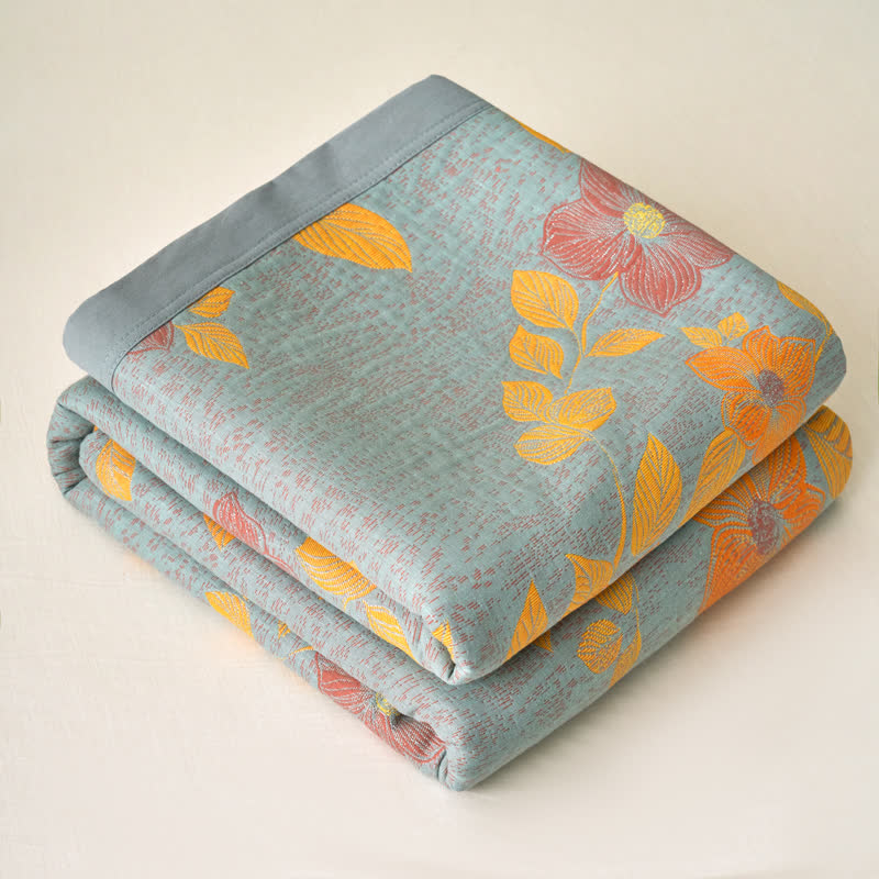 Yarn-dyed Refresh Floral Cotton Gauze Blanket