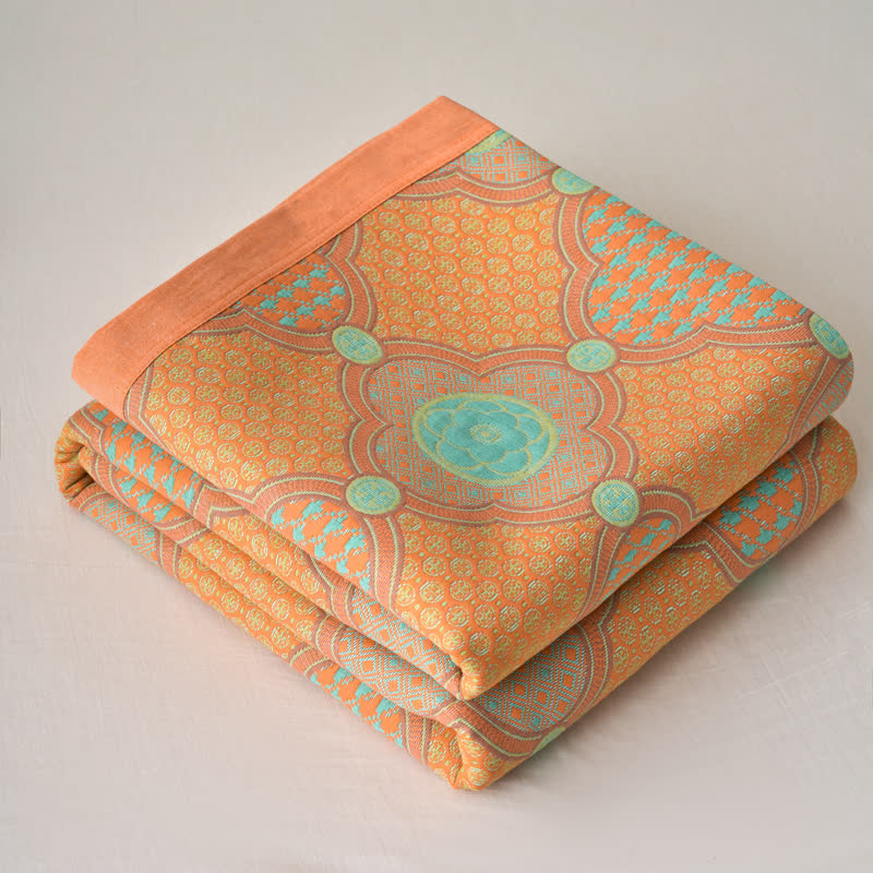 Reversible Vintage Cotton Gauze Jacquard Blanket
