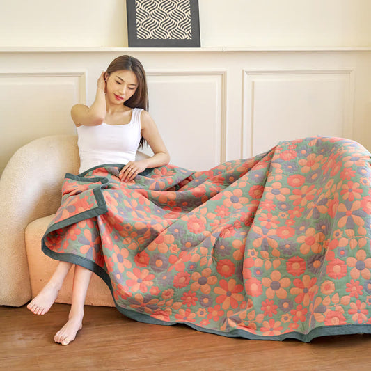 Refresh Floral Cotton Gauze Comfy Soft Blanket