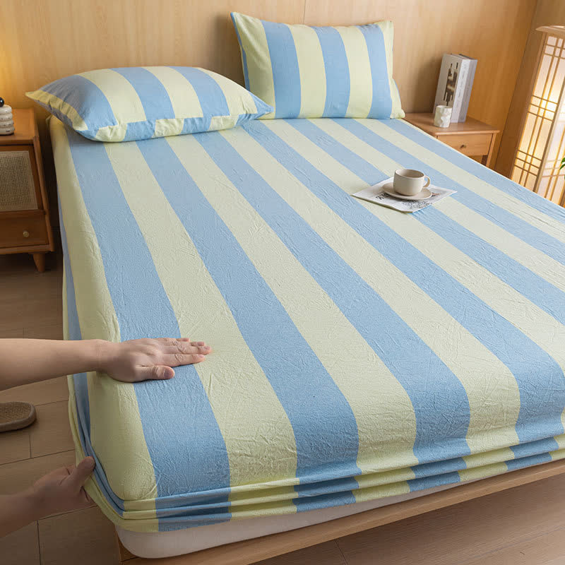 Pure Cotton Simple Striped Fitted Sheet
