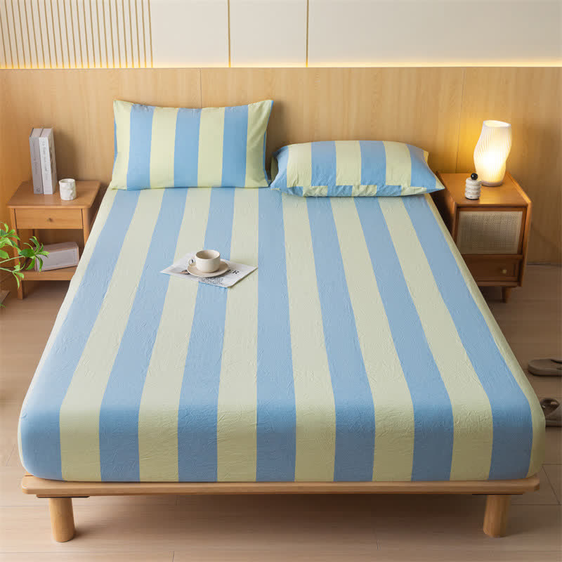 Pure Cotton Simple Striped Fitted Sheet