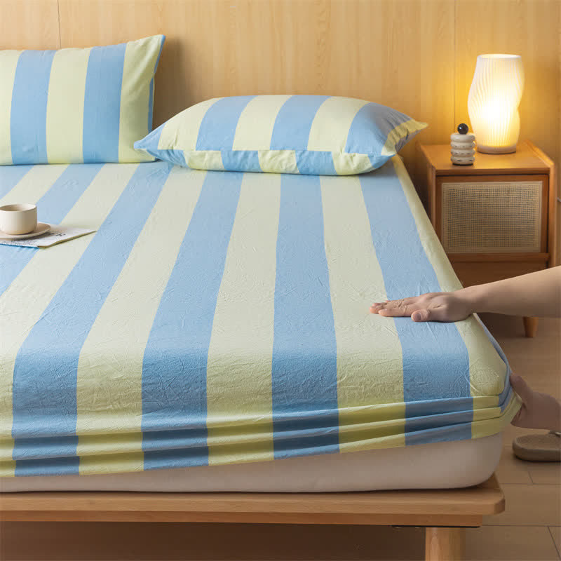 Pure Cotton Simple Striped Fitted Sheet